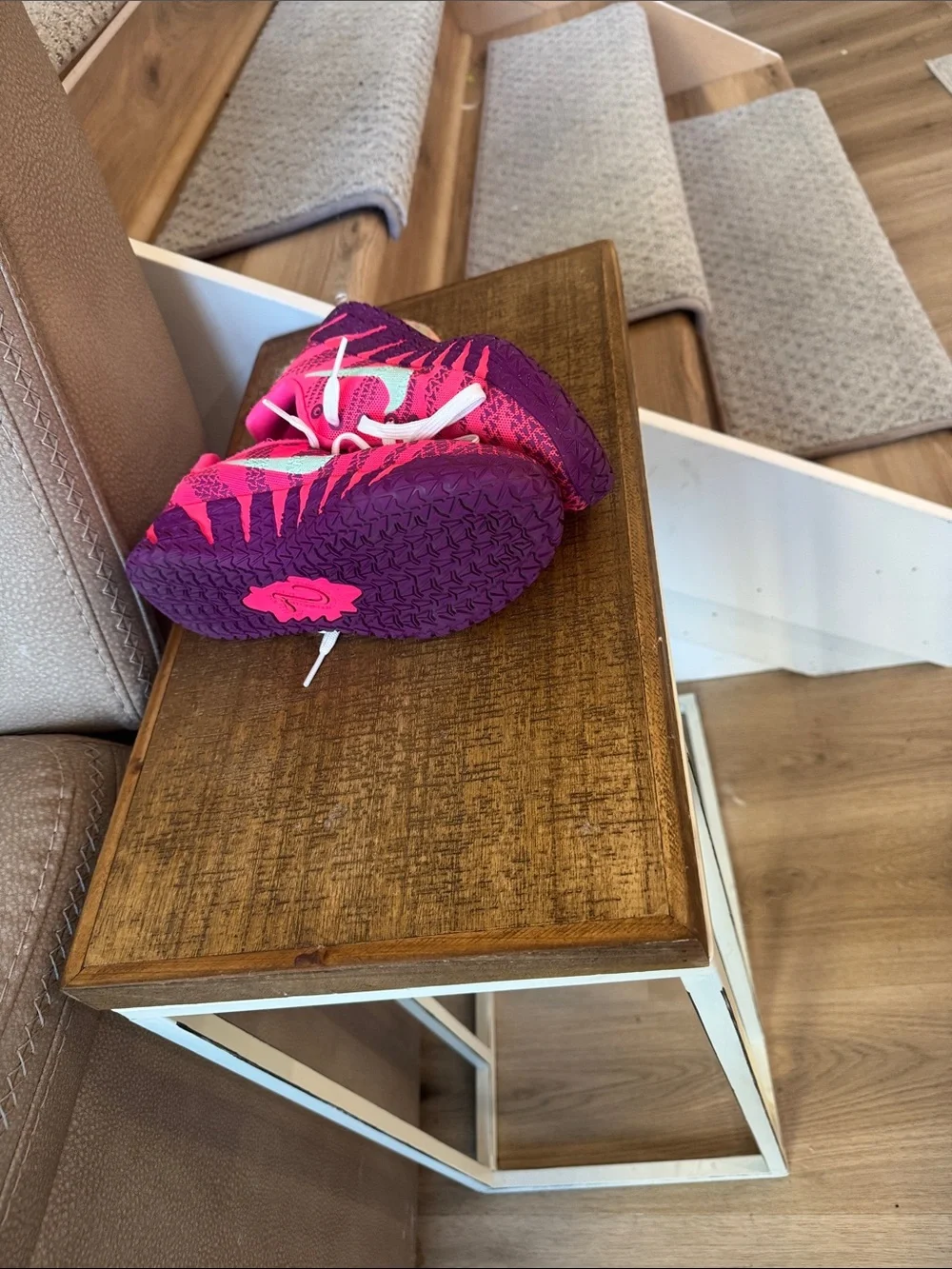 Nike Kids Pink and Purple Knit Lace-Up Sneakers